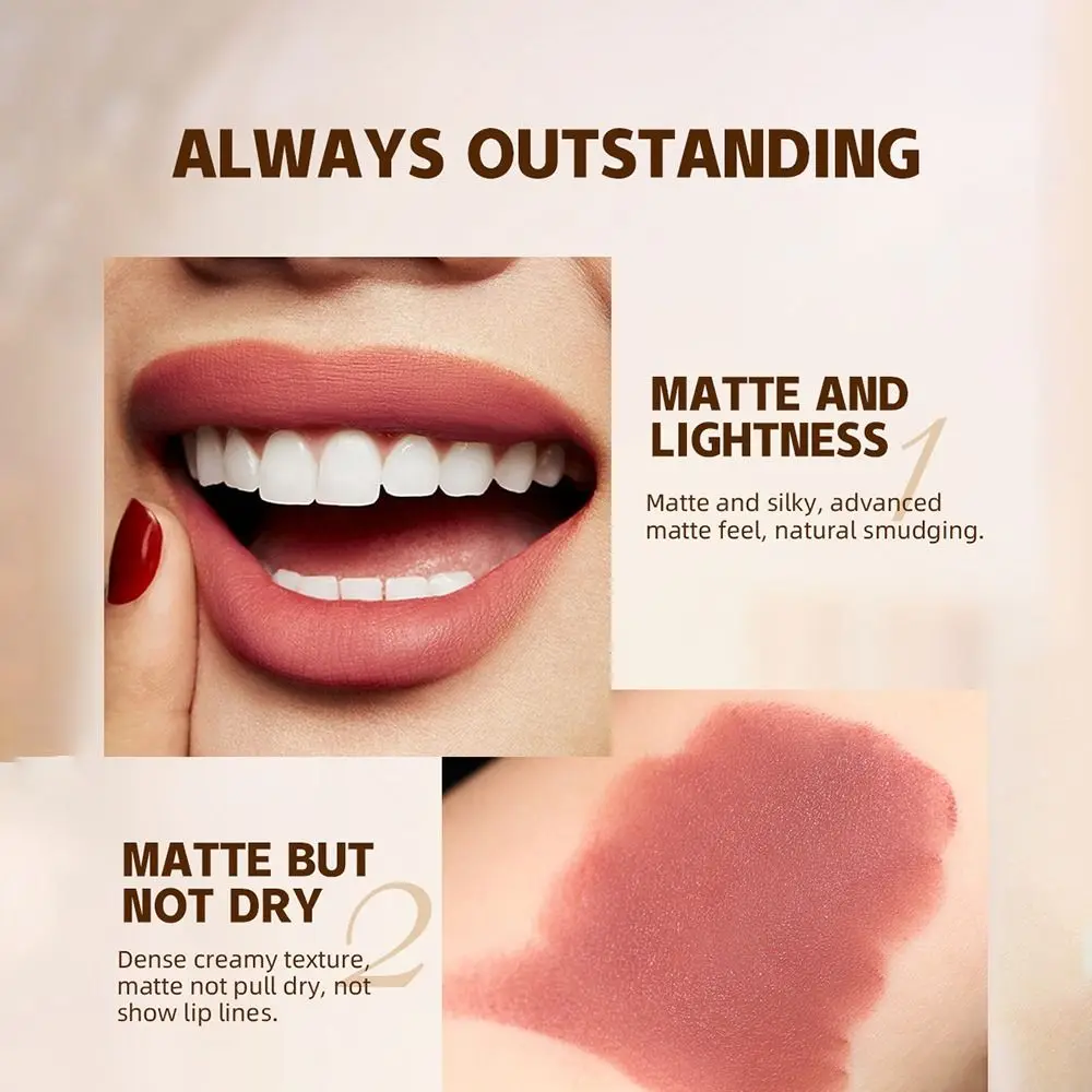 ดินสอเขียนขอบปาก lipstik Nude Matte กันน้ำติดทนนานลิปสติกสีทึบ12สีเขียนขอบปากให้ความชุ่มชื่น