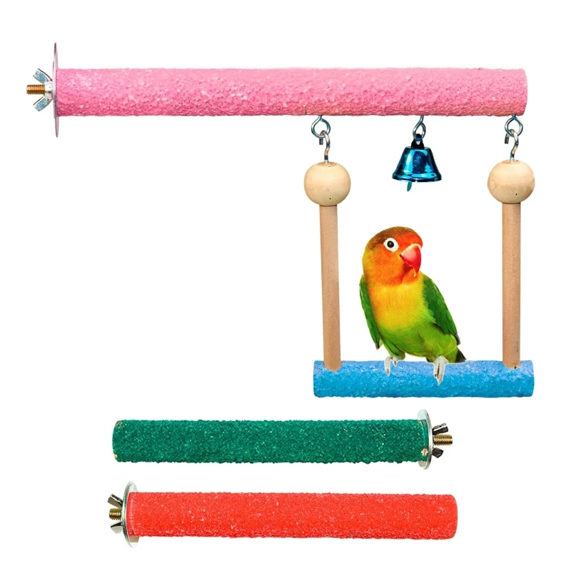 Perch Stand Wooden Rough Birds Paw Grinding Standing Parrot Toy Pet Supplies