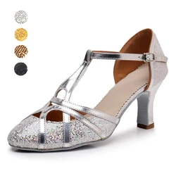 Standard Ballroom Dance Shoes For Women Glitter Closed Toe Modern Dance Shoes Salsa Ballroom Tango Latin Shoes For Girls Ladies