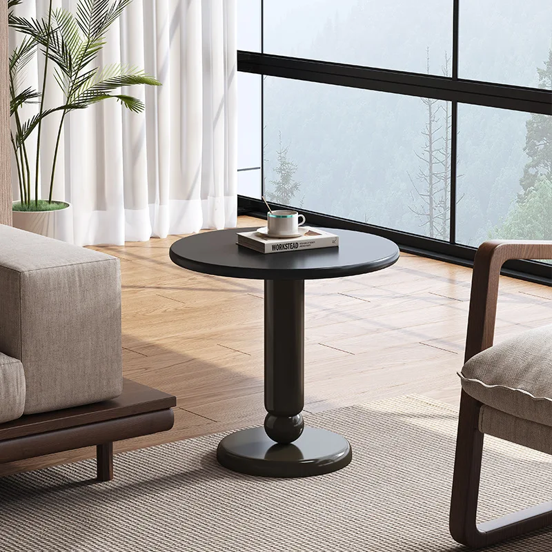 

Nordic wabi-sandy wind solid wood coffee table sofa side few rubber wood simple living room round 40CM coffee table small coffee