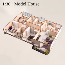 1:30 scale Miniature Building Roombox Prefabricated House Container Wooden Constructor Assembly Model Kit Architecture Material