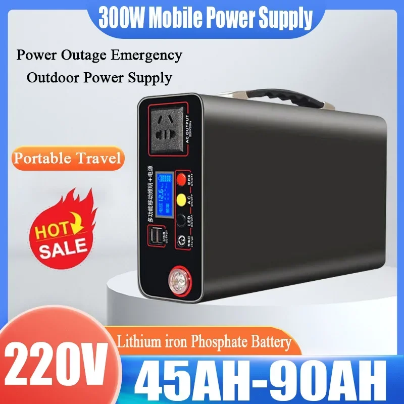 220V 300W Portable Outdoor Camping Power Bank LED Display Home Emergency Charging Backup Lifepo4 Power System Charging Generator