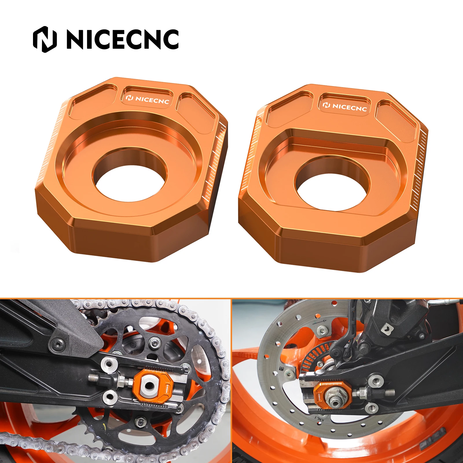 

Motorcycle Rear Axle Blocks Chain Adjusters for KTM 390 Duke 250 Duke 2024-2025 390 Adventure R/X 390 Enduro R 390 SMC R 2025