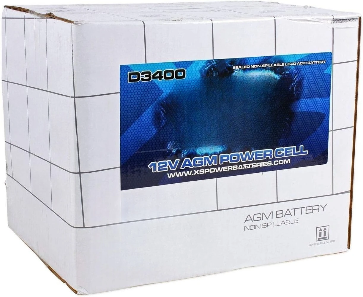 

D3400 3300 Amp AGM Battery with M6 Terminal Hardware - 12 Volt 80Ah 1150CA Deep Cycle AGM Powercell for Winch,New Popularity