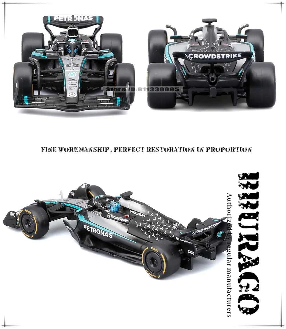 Bburago 1:43 F1 Mercedes-AMG 2025 W16 # 63 George Russell # 12 Kimi Antonelli SF25 RB21 Legierungsauto-Modell aus Druckguss, Sammlerstück – Detail 6