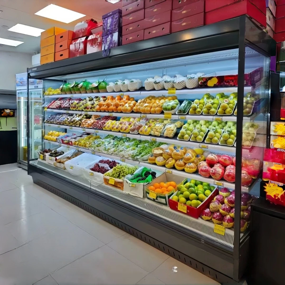 Commercial Supermarket air Curtain Cabinet Fruit and Vegetable Fresh Keeping Cabinet Milk Beverage Refrigerated Display Cabinet
