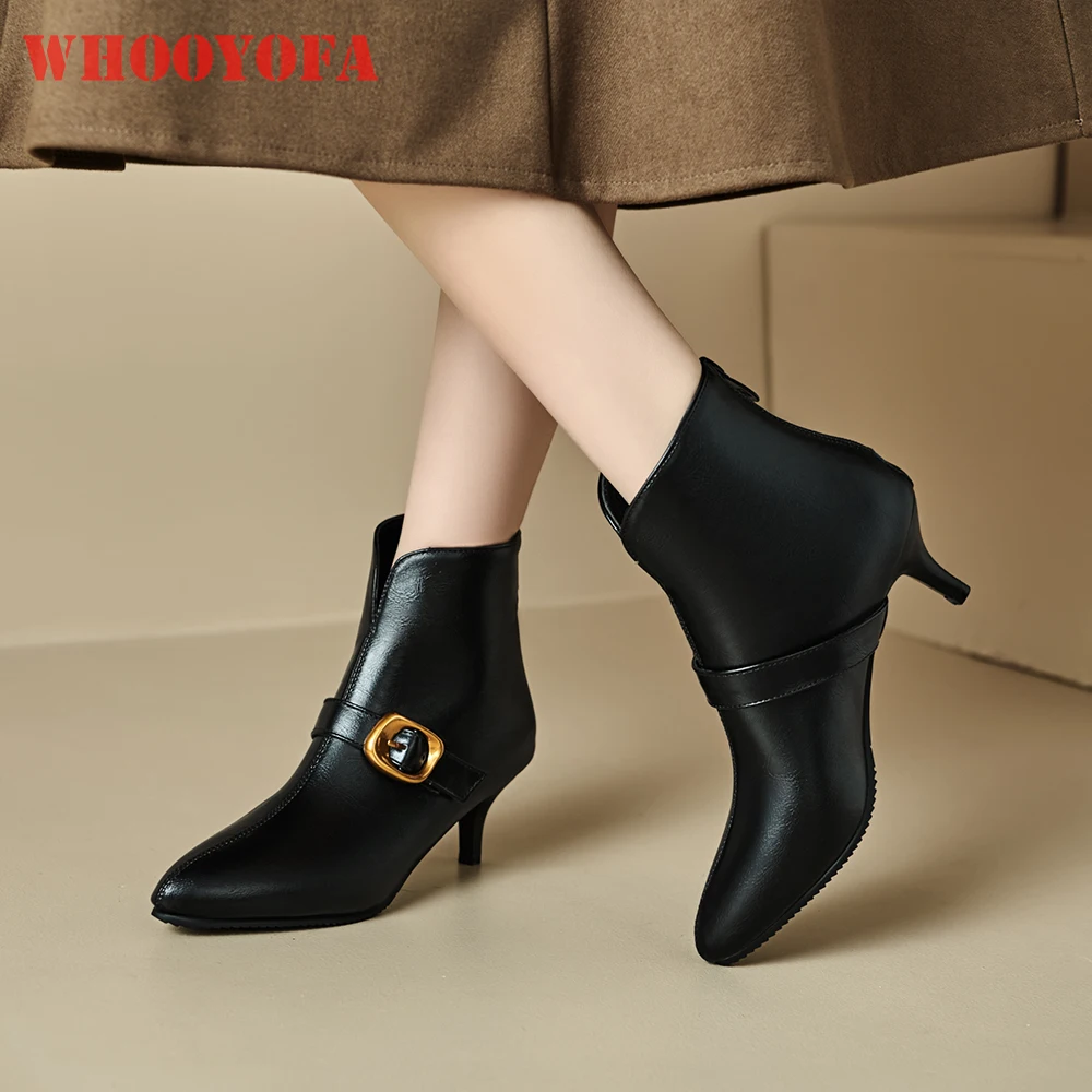 

2025 New Winter Mature Black Brown Women Ankle Bootie Pointed Toe High Heel Lady Shoes Plus Small Big Size 10 32 42 46 48