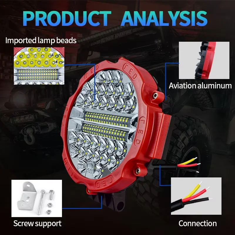 1/2PCS 7Inch 51W Auxiliary Lights Wide Vision LED Work Light For Off-road Trucks Tractors Car SUV White Light 6000K 12V 24V