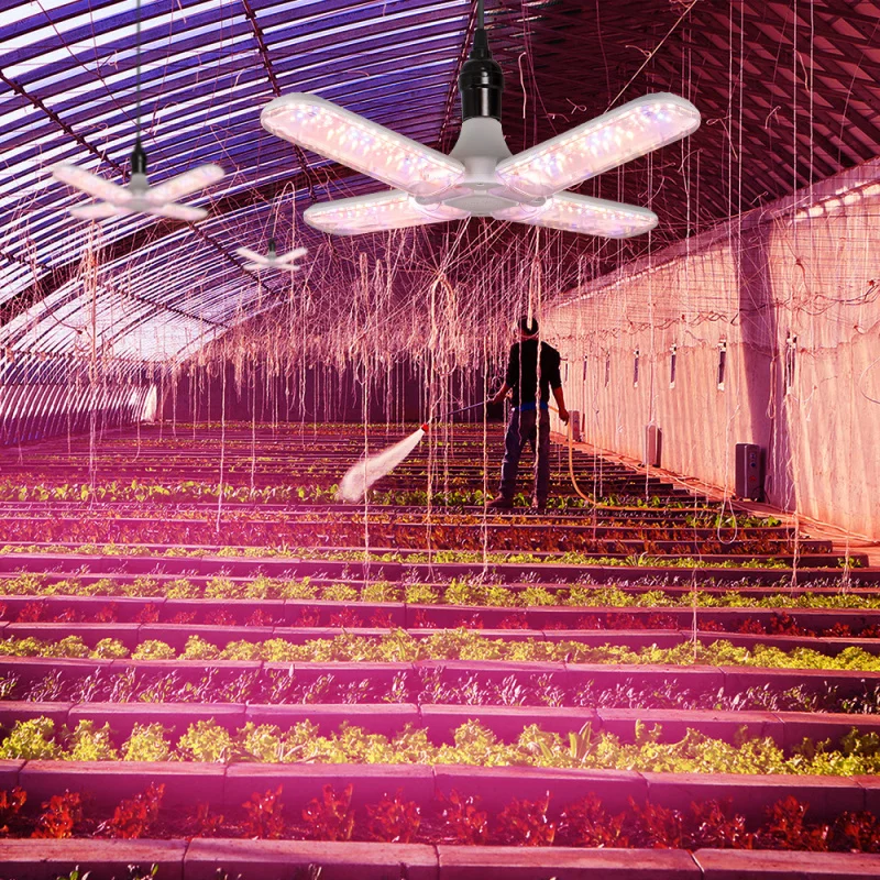 

4-Leaf Folding LED Grow Light - E27 Full Spectrum Violet Light for Flower Succulent Plant Growing