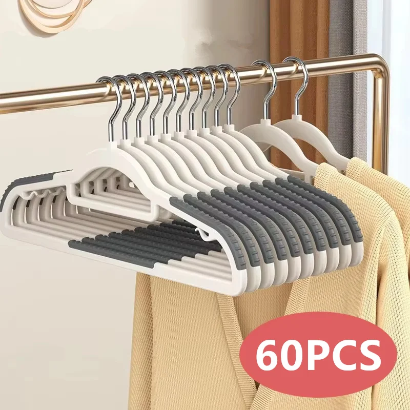 60PCS Anti Slip Hanger Household Clothes Hanger Plastic Non Marking and Anti Slip Hanger Clothing Rack Drying Rack for Clothes
