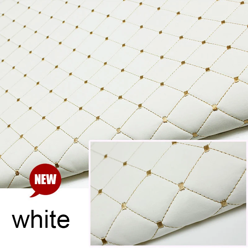 140*100cm Thick PU Leather Fabric Artificial Synthetic Leather Embroidered Sponge Quilted Upholstery Car Interior Craft Material