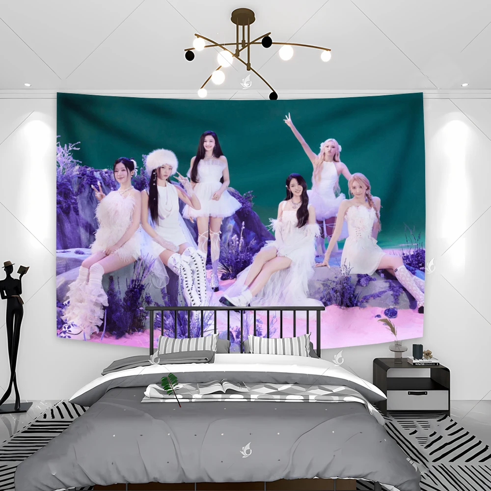 Kpop A-Aespas Savage Tapestry Art posters Printing Banners for Bedroom Living Room College Dorm Party Backdrop Home Decoration