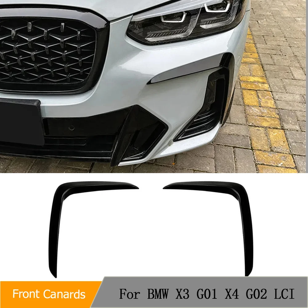 

ABS Black Car Front Canards For Bmw X3 G01 ix3 2021-2023 X4 G02 Lci Front Body Kits Splitter Car Fog Lamp Trim Cover