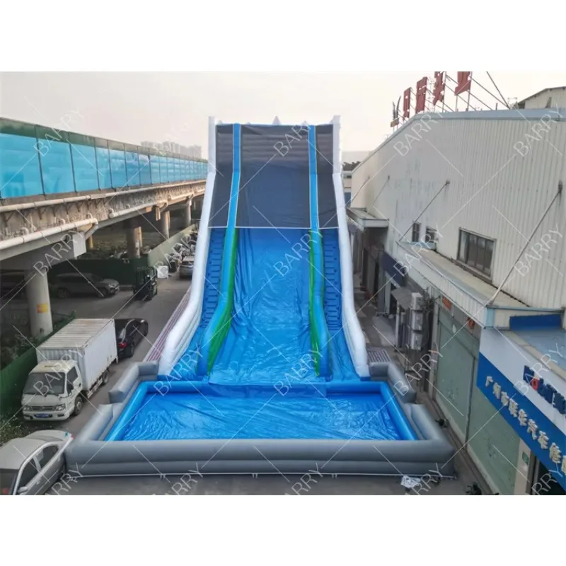 PVC Outdoor Adult Giant Inflatable Water Slide With Detachable Swimming Pool and Blower for Backyard Party