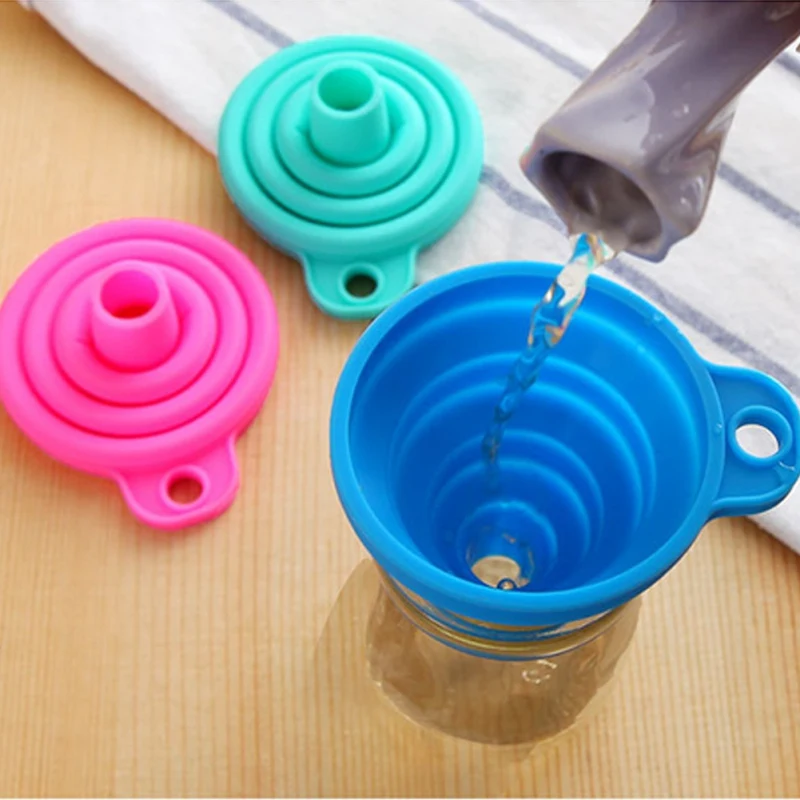 1pcs Mini Foldable Funnel Silicone Collapsible Portable Funnels for Fuel Hopper Beer Oil Kitchen Accessories Cooking Tools