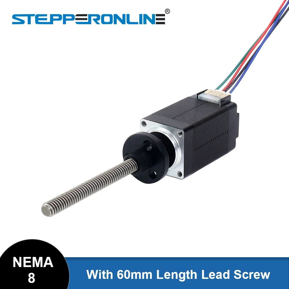 

STEPPERONLINE Nema 8 External Trapezoidal Linear Stepper Motor 0.6A 38mm Stack Lead 2mm Lead Length 60mm