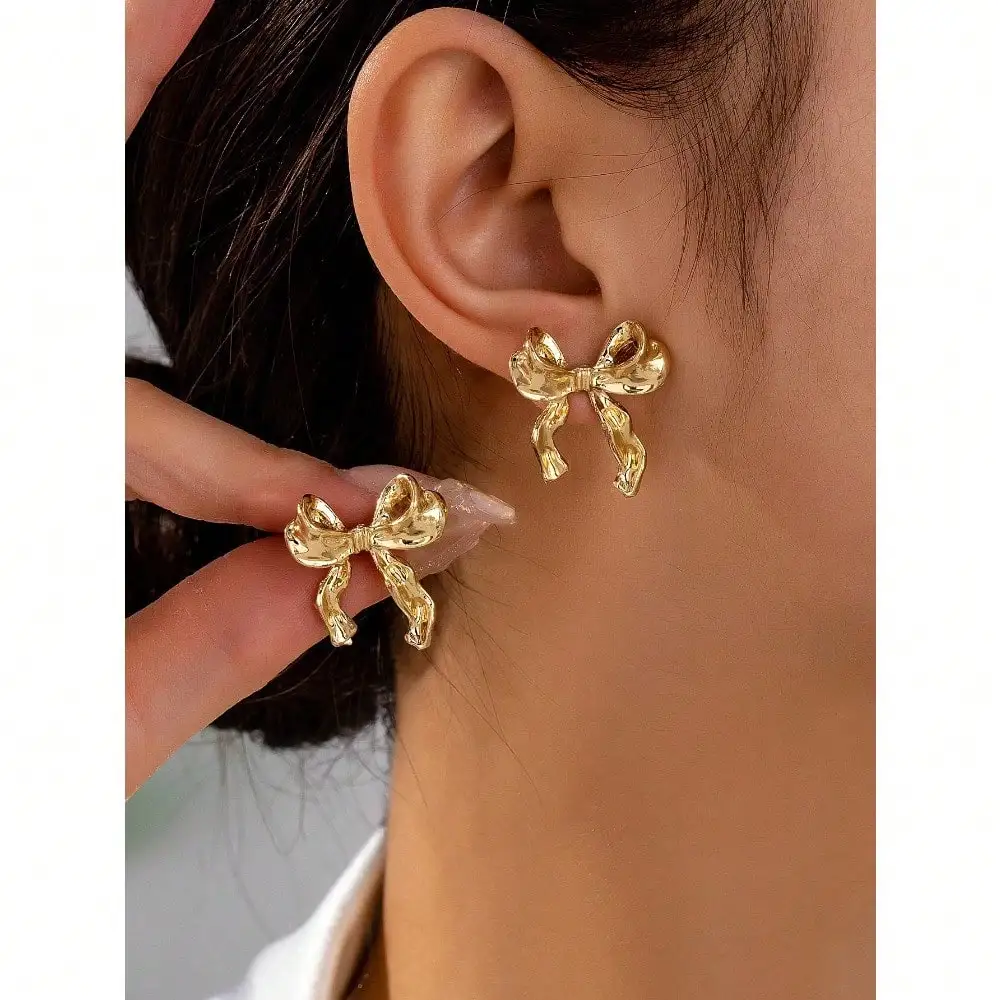 

1pair Geometric Minimalist Chic Butterfly Stud Earrings, All Seasons