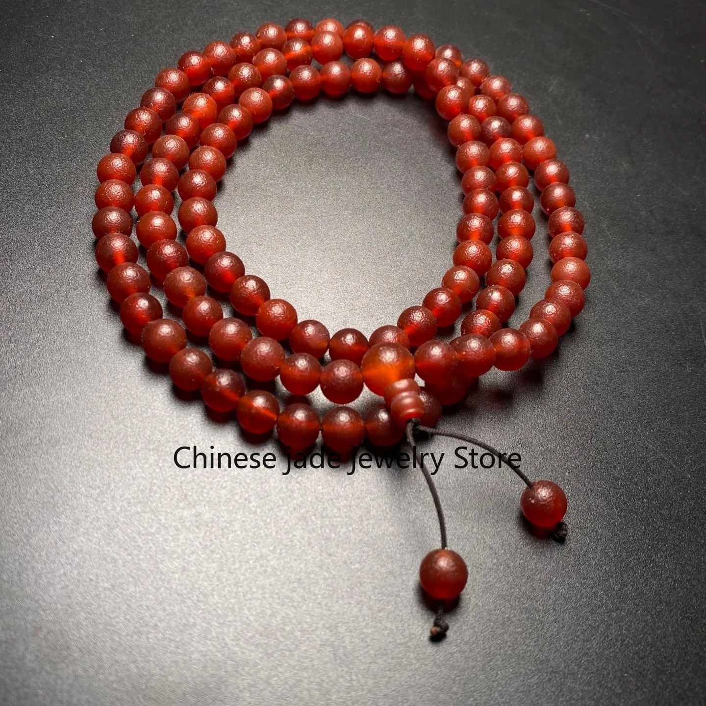 108 Tibetan Buddhism Agate Buddha Bead Dzi Bead Prayer Handstring Necklace G6029