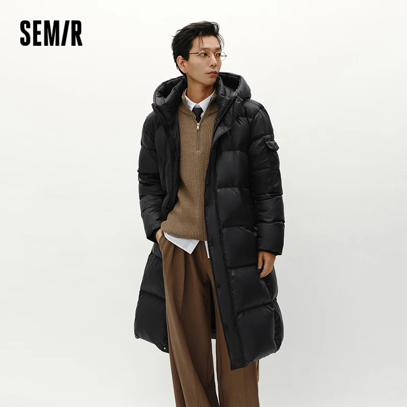Semir أسفل سترة الرجال الشتاء 90% أسفل ملء أوزة أسفل سميكة طارد المياه مكافحة ساكنة طويلة مقنعين ملابس خارجية ملابس رجالية