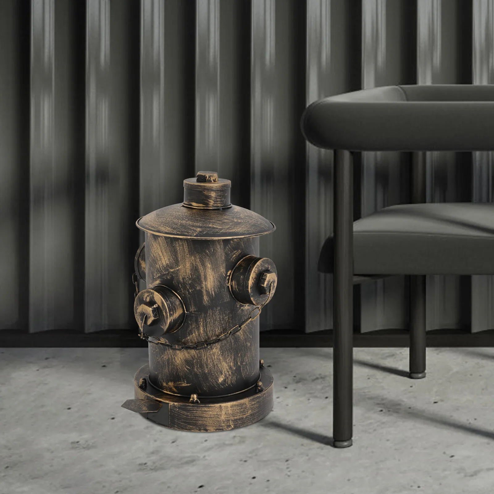 

2.5L/0.66Gal Vintage Iron Trash Can 10.24*15.35in Retro Bronze Color Garbage Can