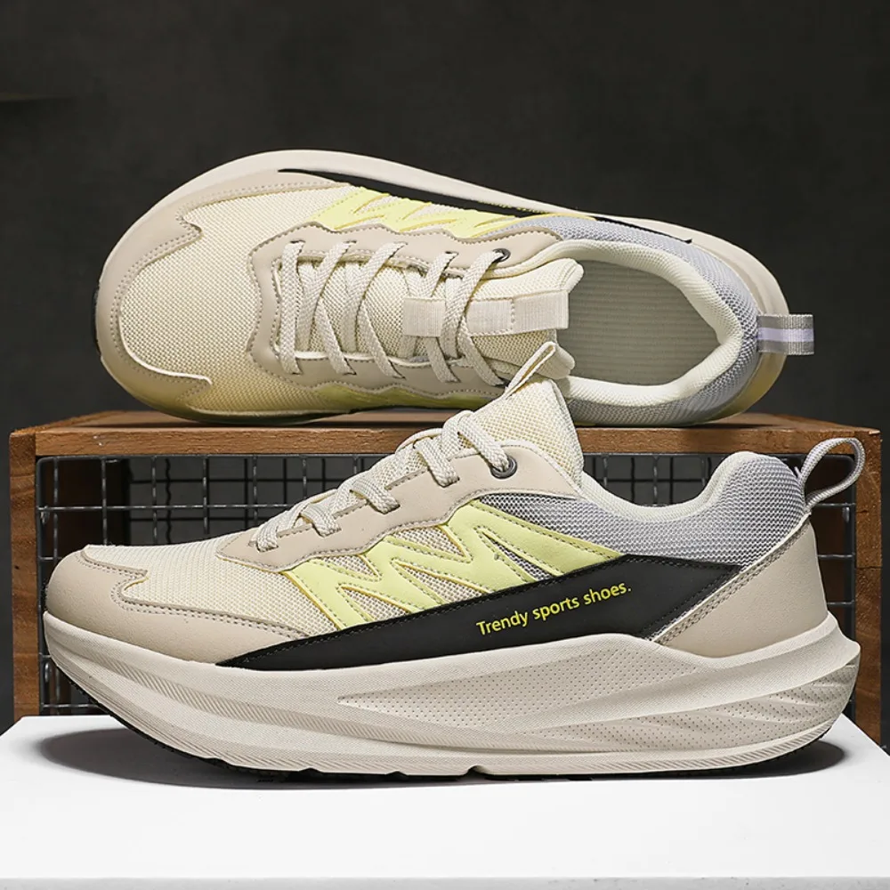 

Мужские бежево-желтые сетчатые спортивные кроссовки: дышащие, легкие, нескользящие, для повседневной носки и активного отдыха