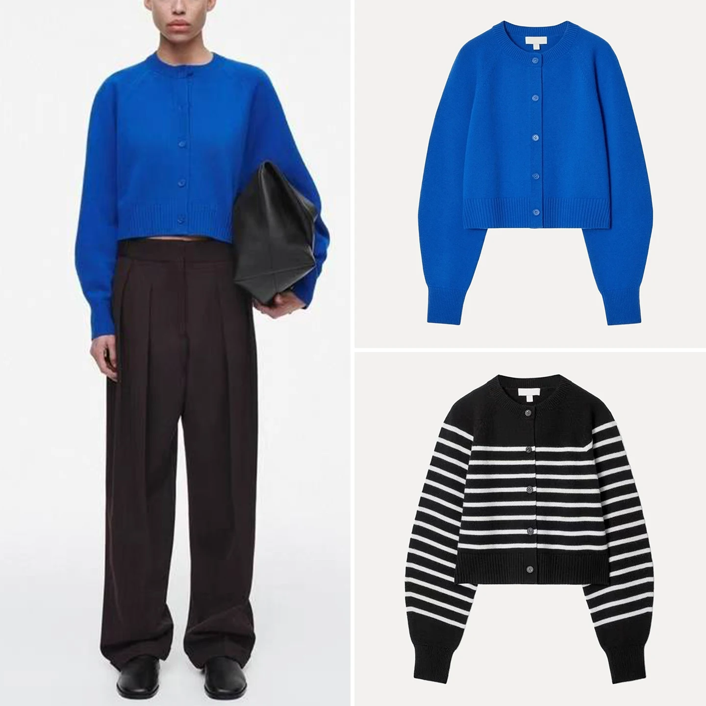 

Women's Sle round Ne ort Woolen Open Cardigan Loose Fit Long Sve Striped Knitted Sweater Autumn New Arrival