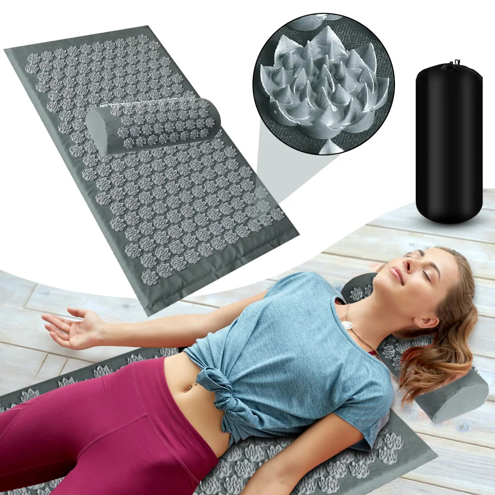 

Shiatsu Acupressure Mat Spike Massage Pad Kuznetsov's Applicator Sport Fitness Cushion Pillow Massager Yoga Mat Pilates Exercise