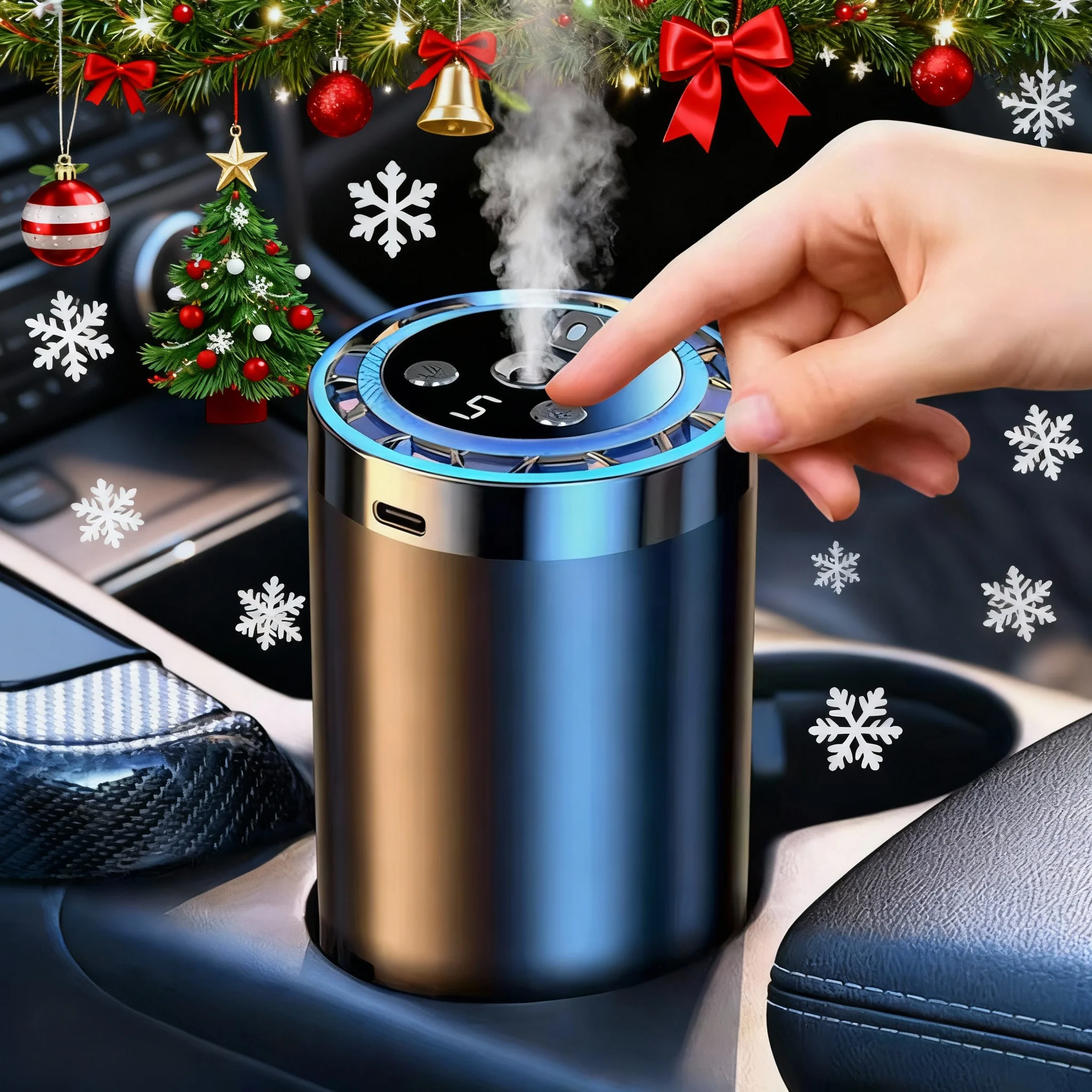 เครื่องฟอกอากาศในรถยนต์อัจฉริยะ ปรับได้ กลิ่นรถใหม่ เครื่องหอมในรถยนต์ กลิ่นหอมอัตโนมัติในรถยนต์ ไฟบรรยากาศบนเพดานลายท้องฟ้าเต็มดาว