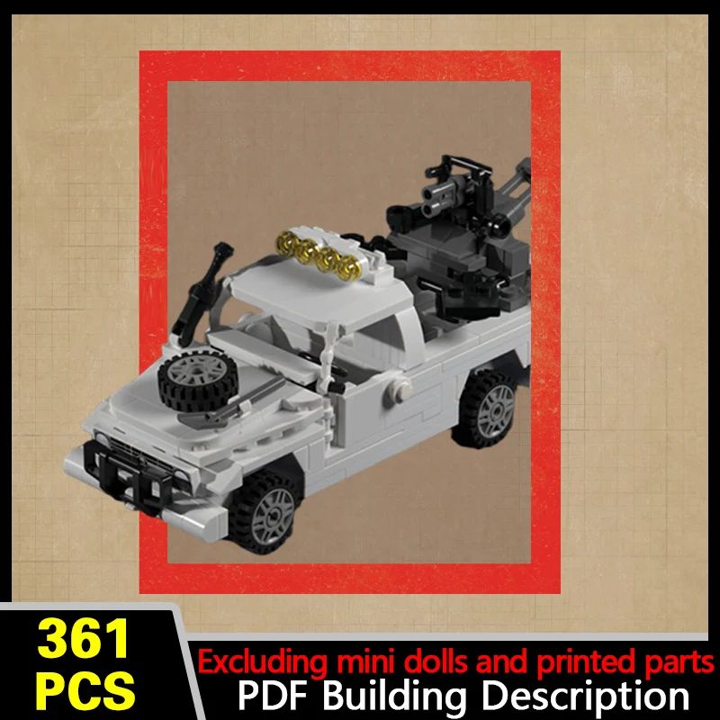 Modified Armed Pickup Truck Model MOC Building Bricks War Equipment Modular Technology Gifts Holiday Assemble Children Toys Suit
