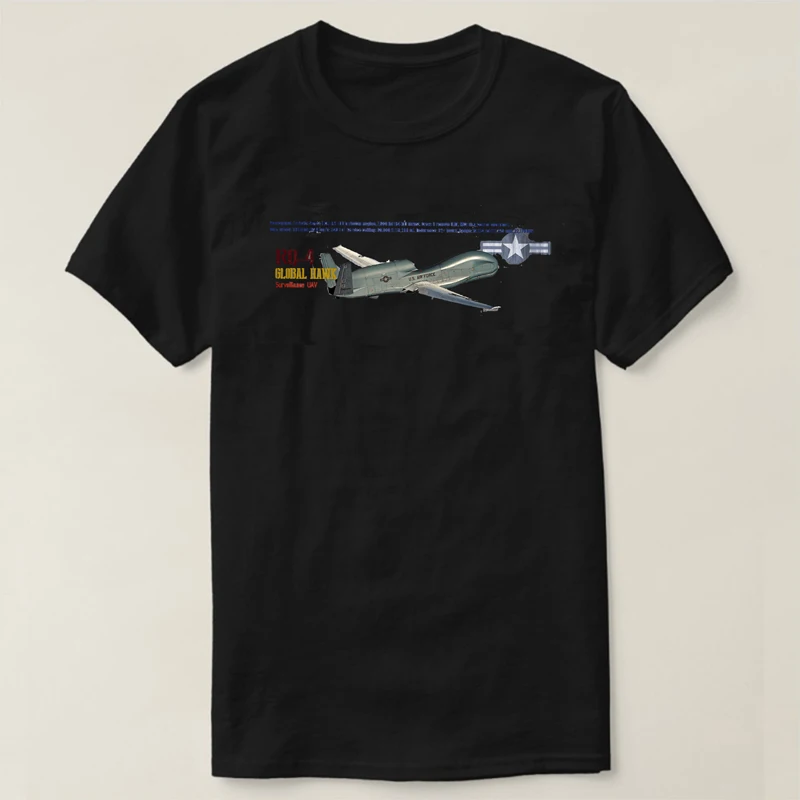 

USAF RQ-4 Global Hawk Remotely-piloted Surveillance Aircraft T Shirt New 100% Cotton Short Sleeve O-Neck T-shirt Casual Mens Top