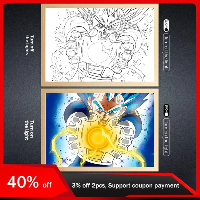 

23cm/9.06in Dragon Ball Light Painting Kakarot Wukong Anime Peripherals 3D Table Lamp Cartoon Party Supplies Bedroom Decoration