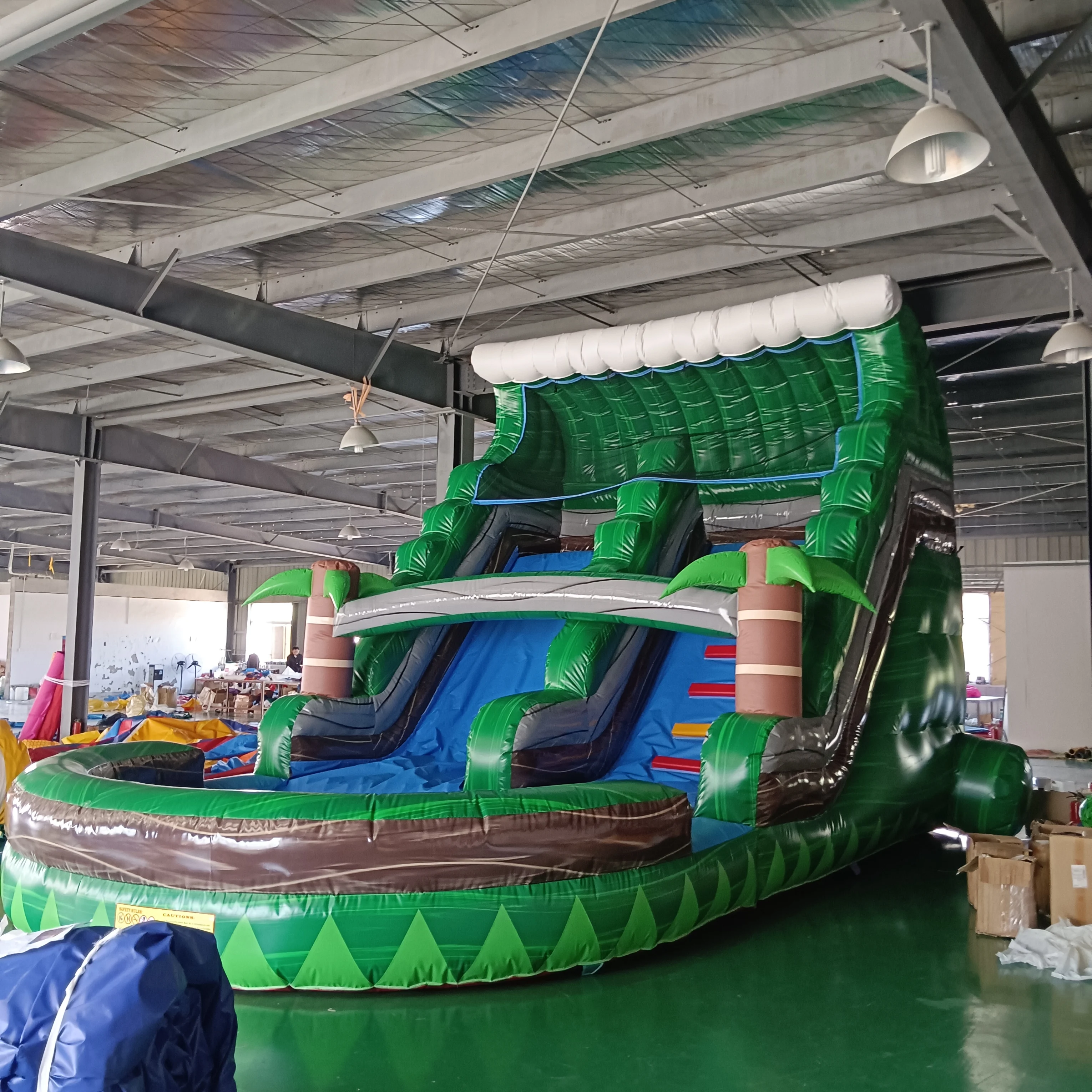 Inflatable Game Bounce Entertainment Castle Water Slide with Long Slideway, Commercial Big Size, China Factory