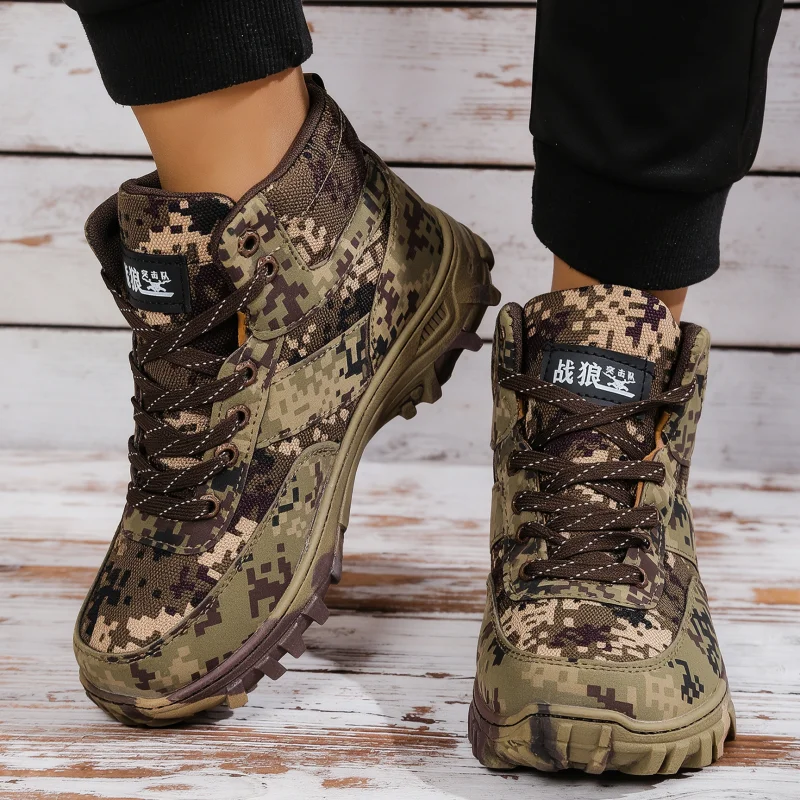 Men's and women's all-purpose high-top winter boots, thick rubber soles, fleece lining, warm design, laced outdoor hiking boots