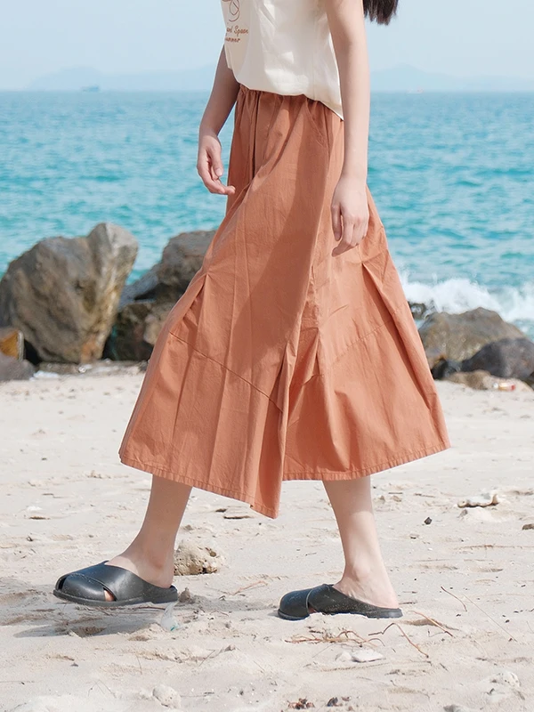 

Bukhara Original Artistic Casual Skirt mid Waist A-Line Loose Fit Cotton Blend New Summer Collection 2025