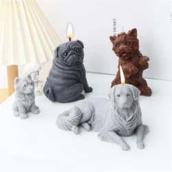 3D Poodle Puppy Candle Silicone Mold Cute Dogs Cats Scented Soap Resin Plaster Ice Cube Mould Candle Making Kit Home Decor Gifts