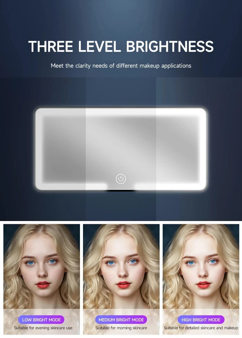 Auto-Innenspiegel, Sonnenblende, Platte, LED, HD, Make-up-Spiegel für Mädchen und Frauen, wiederaufladbares Fülllicht, universeller dünner Kosmetikspiegel – Detail 3