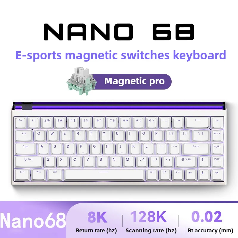 Nano68 Magnetic Axis Keyboard Nano68TTC King Axis Adjustable RT0.01 Gaming Keyboard 8K Return Rate Professional Game Accessories