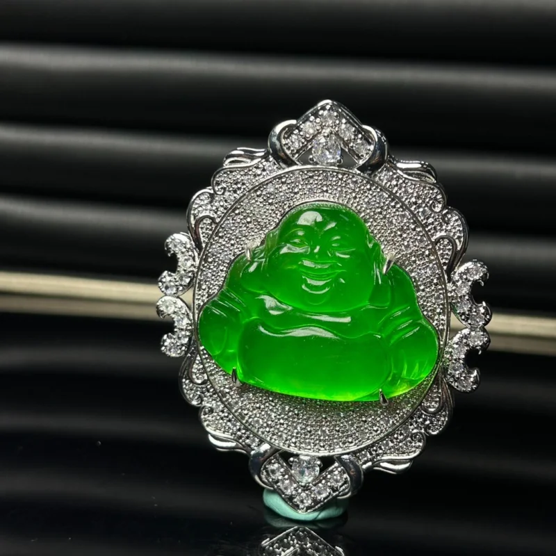 

Certified Natural Perfect High Ice Gree Jade Jadeite Buddha Pendant&NecklacesBuddha