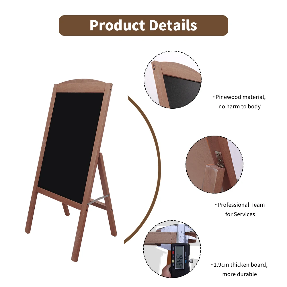 Wooden A Frame Chalkboard Sign Standing Pavement Chalkboard Easel Magnetic Blackboard Display Stand Sandwich Board