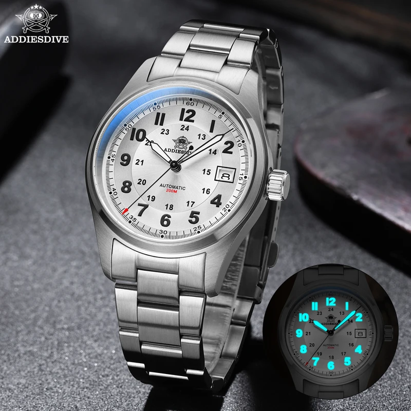 

ADDIESDIVE Sapphire Automatic Mechanical Watch Luminous Analog Watches Luxury Men Waterproof NH35A Calendar Steel Diving Watches