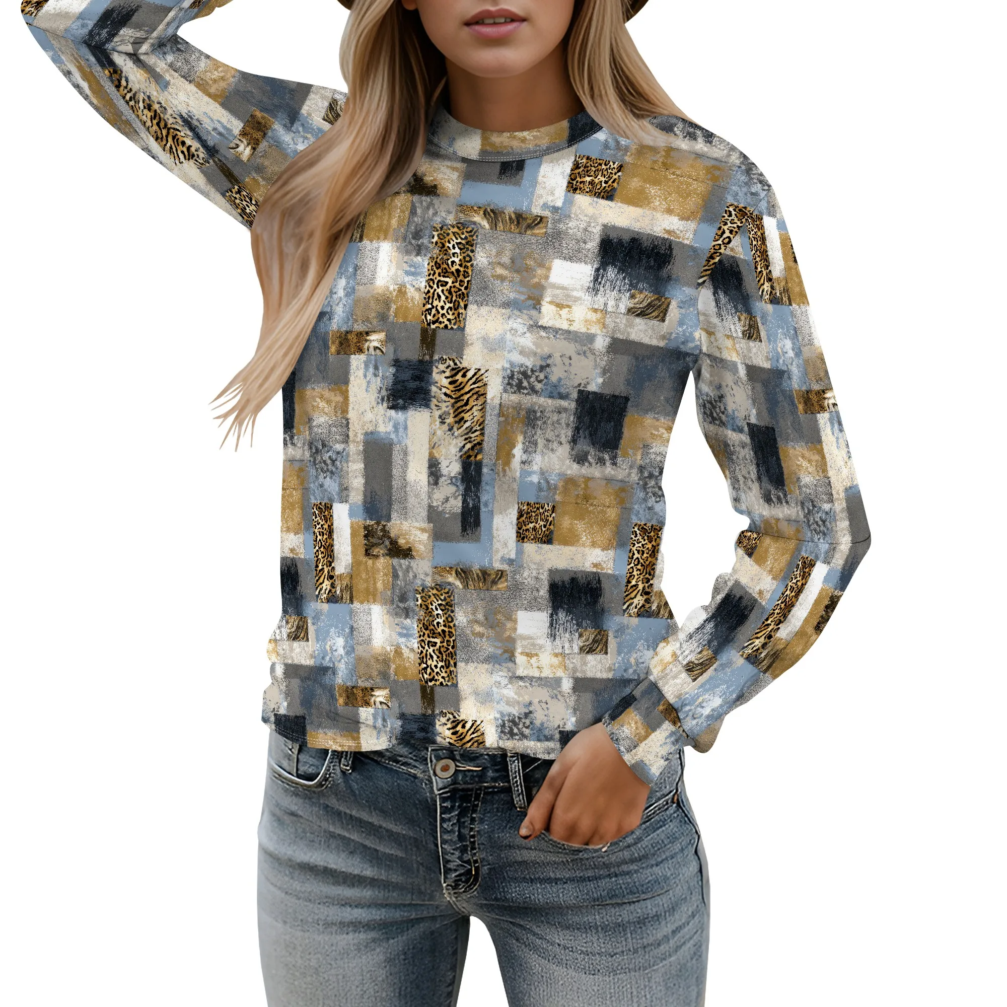 

Long Sleeve Shirts for Women 2025 Crew Neck Casual Womens Fall Tops Loose Fit Tunic Tops