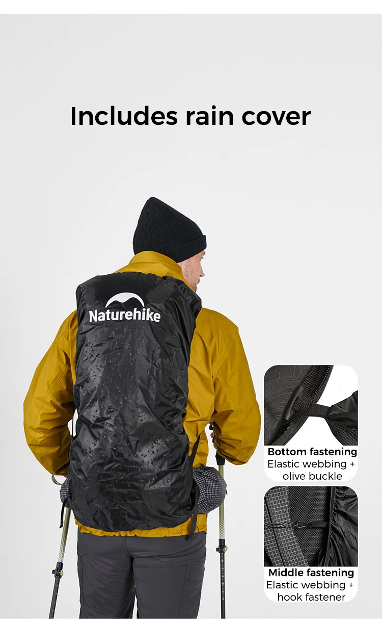 Naturehike Rock 2.0 Wanderrucksack Großer Outdoor-Rucksack für Freizeitsport und Reisen Kletter- und Campingrucksack – Detail 17