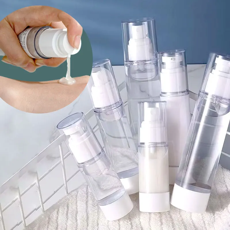 10/15/30/50/80/100 ミリリットルクリアエアレスクリームポンプボトル詰め替え空ボトル旅行真空エアレス容器化粧ボトル