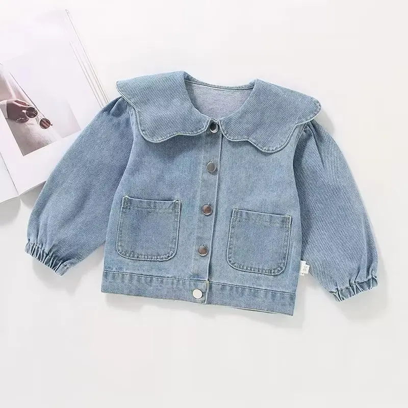 Spring Autumn Kids Denim Jackets for Girls Baby Korea Coats Fashion Child Kids Outwear Jeans Jackets2 4 6 7 Year 2023 New Jean