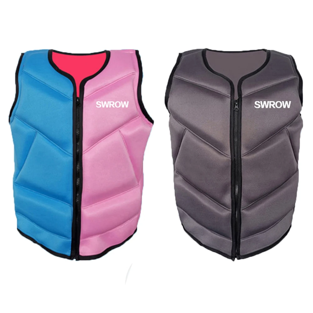 Swrow Neoprene เสื้อชูชีพสำหรับผู้ใหญ่เสื้อแจ็คเก็ตลอยน้ำสำหรับผู้ชายและผู้หญิงแบบพกพาสำหรับตกปลาท่องเรือคายัคกีฬาทางน้ำ