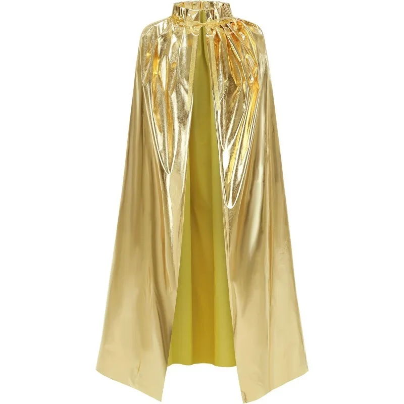 Capa ex para Cosplay, Disfraz, Abrigo Largo con Cuello Alto y Cinturón, Capa Brillante de Longitud Media para loween*