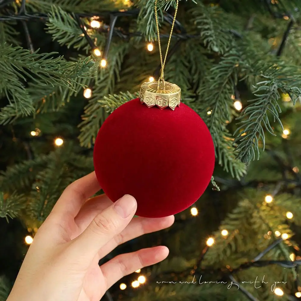 6-teiliges Set 8CM Größe Weihnachtskugel-Dekoration Plastik-Samtkugeln Bunte Christbaumkugeln Party-Hochzeitsgeschenke – Detail 4