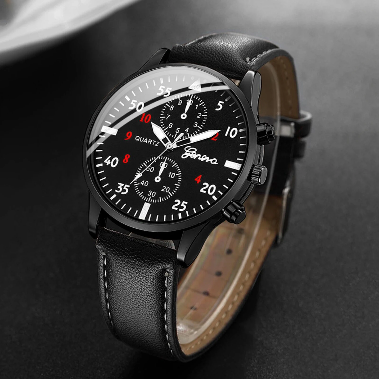 4 Pieces/Set Fashion Arabic Dial Men's Business Watches Casual Leather Bracelet Quartz Bracelet Watch (Without Box)