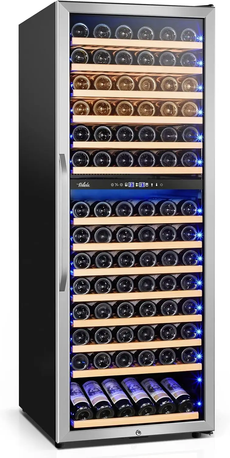 24    Fridge Dual Zone, Professional Large Capacity High Wine Refrigerator with Powerful Compressor, Quiet