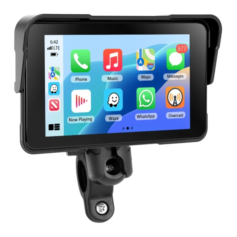 Podofo 5'' Motorrad Carplay Android Auto IP68 Wasserdichter Smart Screen Player Bluetooth Helligkeitseinstellung Motorrad-Monitor